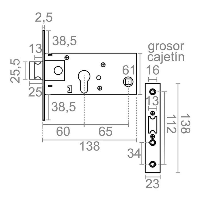 Serrure à mortaiser Micel Acier inoxydable