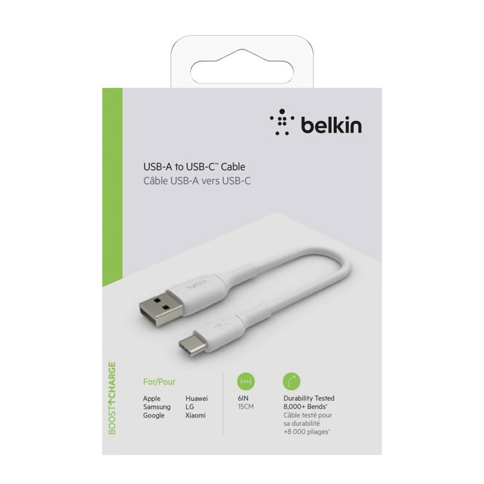 Belkin Câble USB-C vers USB-A 15 cm Blanc Belkin Câble USB-C vers USB-A 15 cm Blanc