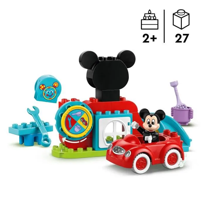 Lego DUPLO Disney 10454 - La maison et la voiture de Mickey, Jeu de construction pour enfants dès 2 ans, avec figurine, 27 pièces