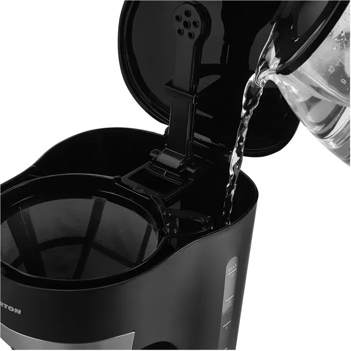 Smarton CE 300 - Cafetière électrique 1,25 L (10 tasses) avec bouilloire en verre, fonction anti-goutte et maintien au chaud - Filtre permanent amovible