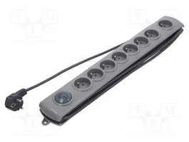 QOLTEC Multiprise Parafoudre 8 Prises, Gris, 3m