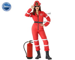 Déguisement de pompière femme rouge M-L