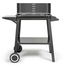 Livoo Barbecue à Charbon DOC328 - Acier Inox - Surface Cuisson 48.5 x 28.8 cm - Hauteur Réglable 70-84 cm - Avec Tablette Latérale