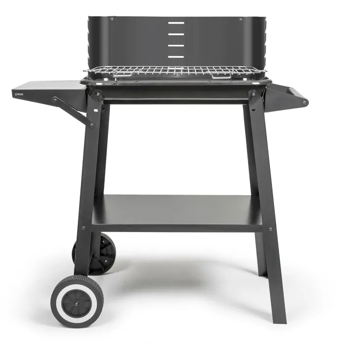Livoo Barbecue à Charbon DOC328 - Acier Inox - Surface Cuisson 48.5 x 28.8 cm - Hauteur Réglable 70-84 cm - Avec Tablette Latérale Livoo Barbecue à Charbon DOC328 - Acier Inox - Surface Cuisson 48.5 x 28.8 cm - Hauteur Réglable 70-84 cm - Avec Tablette Latérale