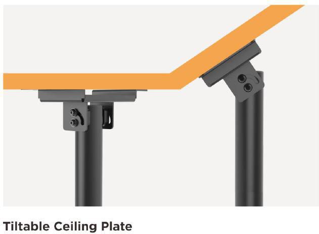 Vivolink Support de projecteur plafonnier réglable, Hauteur 74.5-114.5 cm, Charge max 35 kg, Inclinaison et pivot, Noir