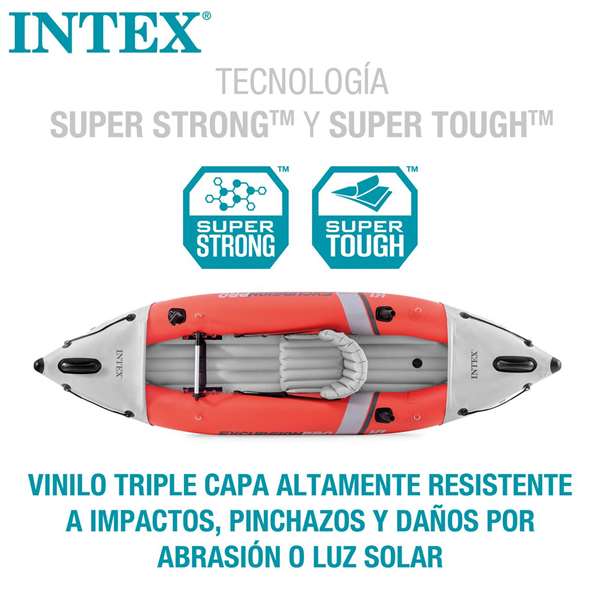 Intex Kayak Excursion Pro 305 cm, Kayak Gonflable Adulte, Pagaie en Aluminium et Pompe Incluses - PVC - Longueur 305 cm, Largeur 91 cm, Hauteur 46 cm