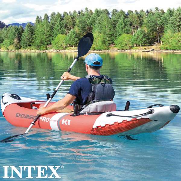 Intex Kayak Excursion Pro 305 cm, Kayak Gonflable Adulte, Pagaie en Aluminium et Pompe Incluses - PVC - Longueur 305 cm, Largeur 91 cm, Hauteur 46 cm