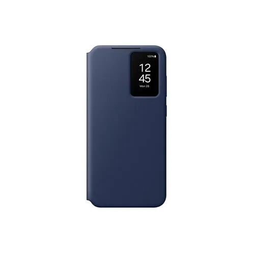 Samsung Coque et Étui Smart View Bleu pour Galaxy S24 FE - Fenêtre de visualisation, Protection antimicrobienne, Affichage des notifications et de l'heure