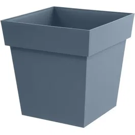 Eda Pot de Fleurs Carré Toscane 40 cm 38 L avec Rétention d'Eau 39x39x39 cm Bleu Jean