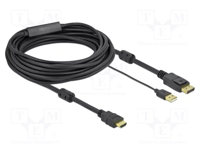 DELOCK Câble DisplayPort vers HDMI avec USB A, 7m, noir DELOCK Câble DisplayPort vers HDMI avec USB A, 7m, noir