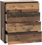 TEMPRA Commode 4 tiroirs, décor vieux bois - 73.7 x 34.8 x 85.5 cm - Mobilier rangement rustique