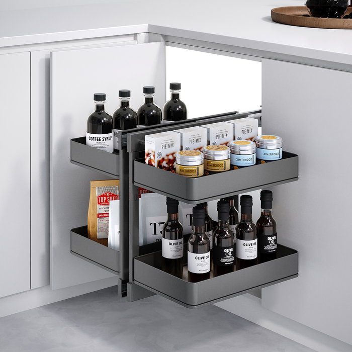 Emuca Meuble d'angle articulé Harmony, Gris anthracite