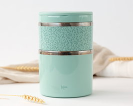 KioKids Salvia 930 mL - Thermo Double Aliments Bébé Isotherme en Acier Inoxidable - 2 Conteneurs (300 mL & 630 mL)