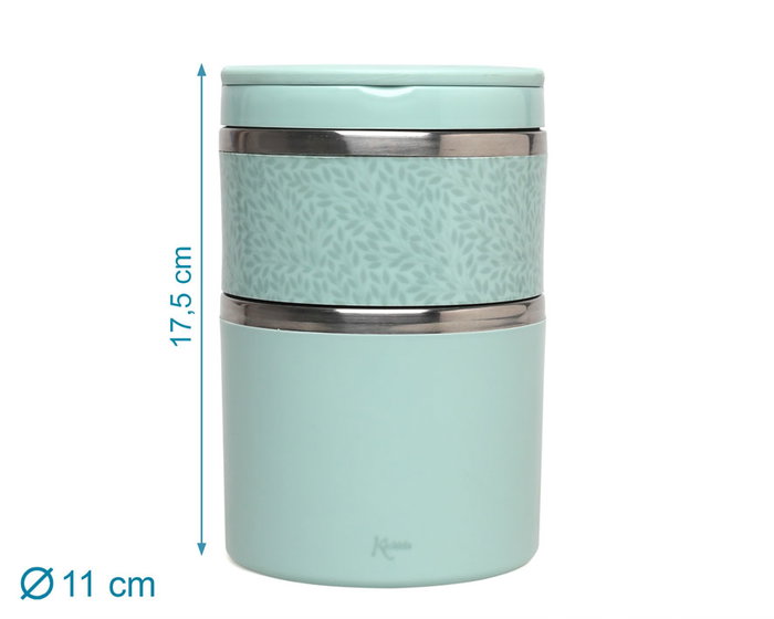 KioKids Salvia 930 mL - Thermo Double Aliments Bébé Isotherme en Acier Inoxidable - 2 Conteneurs (300 mL & 630 mL)