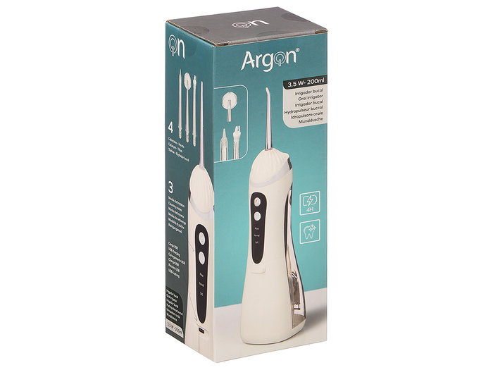 Argon Irrigateur Buccal 4 Têtes de Rechange 22x8x7 cm Plastique ABS Blanc 1200 mAh USB-C (Set de 8)