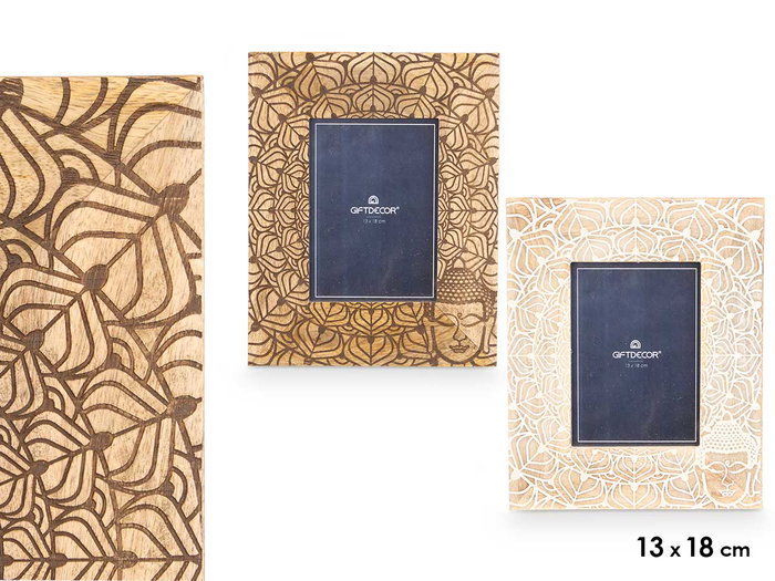 GIFTDECOR Lot de 6 cadres photo Budda 13 x 18 cm - Blanc-Naturel GIFTDECOR Lot de 6 cadres photo Budda 13 x 18 cm - Blanc-Naturel