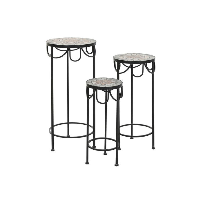 Jeu de 3 tables Home ESPRIT Noir 30 x 30 x 69 cm (3 Pièces)