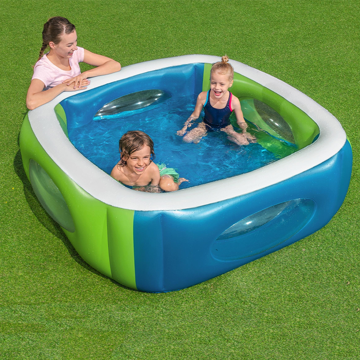 Bestway 51132 Piscine Gonflable Enfant avec Fenêtres 168x168x56 cm +6 Ans Jardin