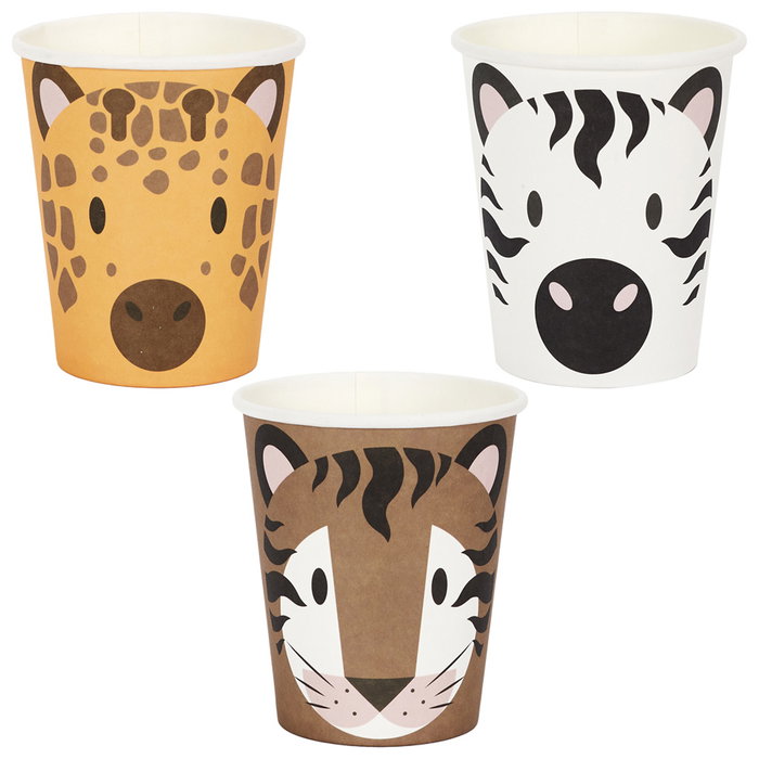 Party Time Set de 6 Gobelets en Carton Motifs Animaliers Party Time Set de 6 Gobelets en Carton Motifs Animaliers
