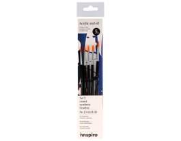 Innspiro Set de 5 pinceaux ronds synthétiques nº 2, 4, 6, 8, 10