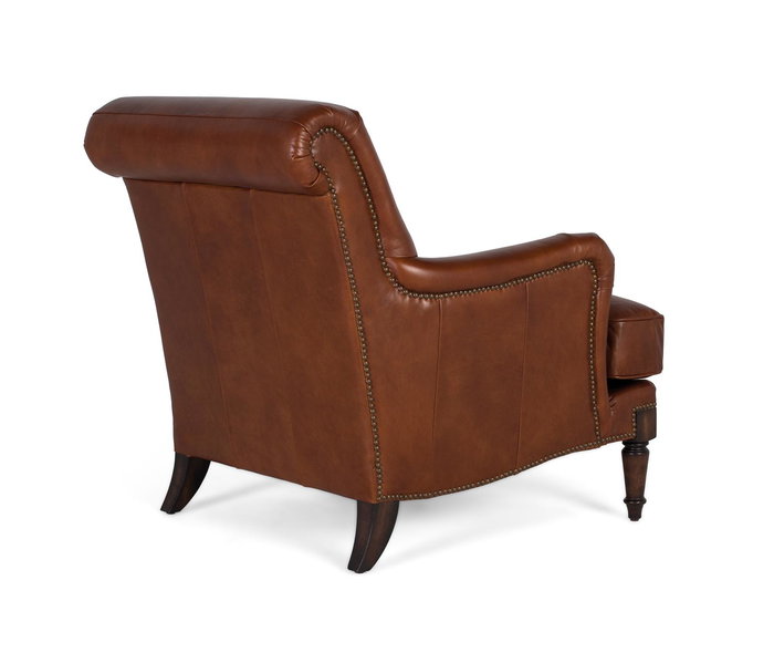 GINER Y COLOMER Fauteuil en Cuir Brun avec Accoudoirs et Pieds en Bois de Style Chippendale, Dimensions L94 x P82 x H88 cm - Intérieur