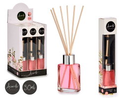 Acorde Mikado 30 ml Rosa Diffuseur à Bâtonnets de Ratan 4,4 x 7,9 x 2,9 cm (Set de 24)
