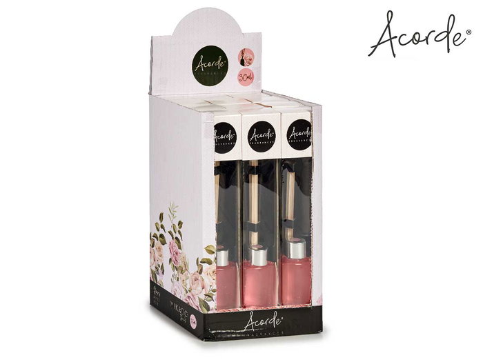 Acorde Mikado 30 ml Rosa Diffuseur à Bâtonnets de Ratan 4,4 x 7,9 x 2,9 cm (Set de 24)