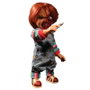 MEZCO TOYZ Figurine Chucky Child's Play Diabolique 38 cm - Figurine articulée parlante avec phrases en anglais et 3 faces Pizza - Fonctionne avec piles
