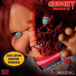 MEZCO TOYZ Figura Chucky El Muñeco Diabolico 3 Cara Pizza parlante 38cm ingles