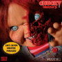 MEZCO TOYZ Figurine Chucky Child's Play Diabolique 38 cm - Figurine articulée parlante avec phrases en anglais et 3 faces Pizza - Fonctionne avec piles