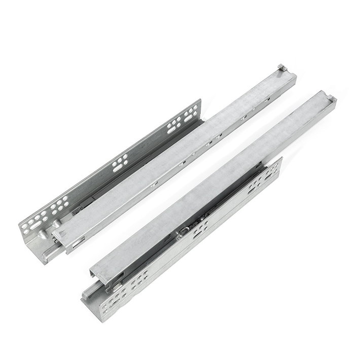 HERRAJES ALK Tiroir de cuisine Qube - Guide à extraction totale avec amortisseur MUSS - Dimensions 550mm - Hauteur 90mm - Couleur Blanc