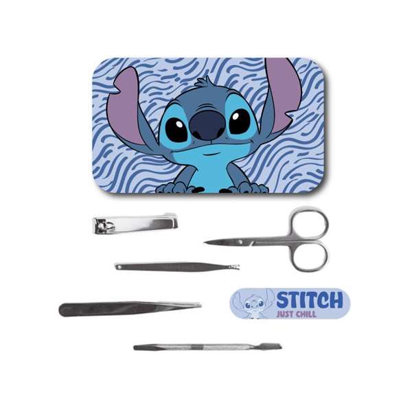 Cerdá Set de Manucure Stitch - Coffret de Manucure pour Enfants (Dès 3 Ans) - Version Bleue
