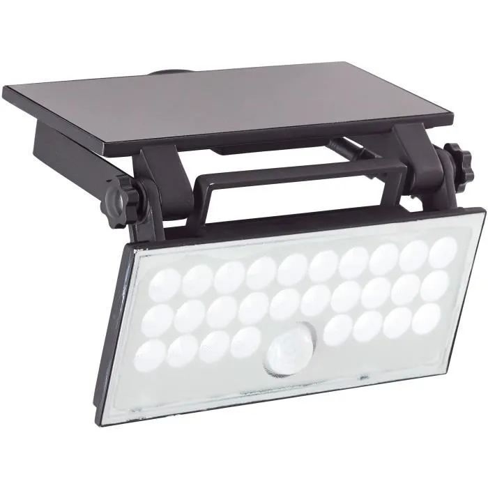 Brilliant Luton - Applique murale extérieure solaire LED avec détecteur de mouvement - 4 W (1000 lumens, 4100K) - Noir - Plastique et métal Brilliant Luton - Applique murale extérieure solaire LED avec détecteur de mouvement - 4 W (1000 lumens, 4100K) - Noir - Plastique et métal