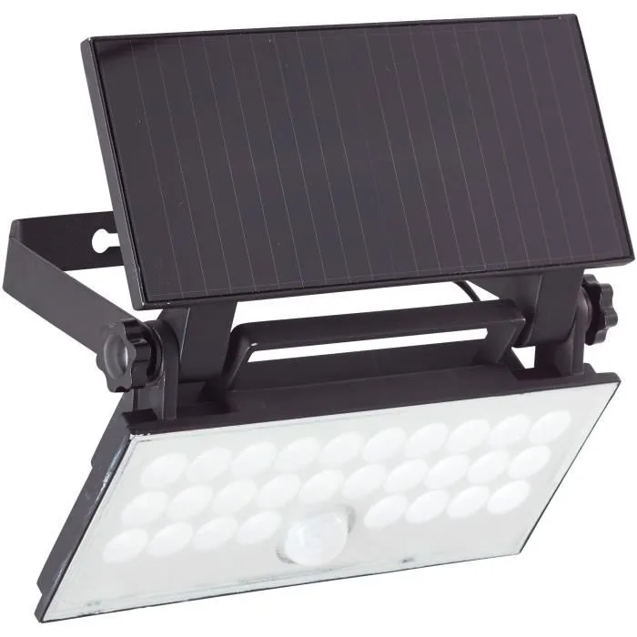 Brilliant Luton - Applique murale extérieure solaire LED avec détecteur de mouvement - 4 W (1000 lumens, 4100K) - Noir - Plastique et métal Brilliant Luton - Applique murale extérieure solaire LED avec détecteur de mouvement - 4 W (1000 lumens, 4100K) - Noir - Plastique et métal