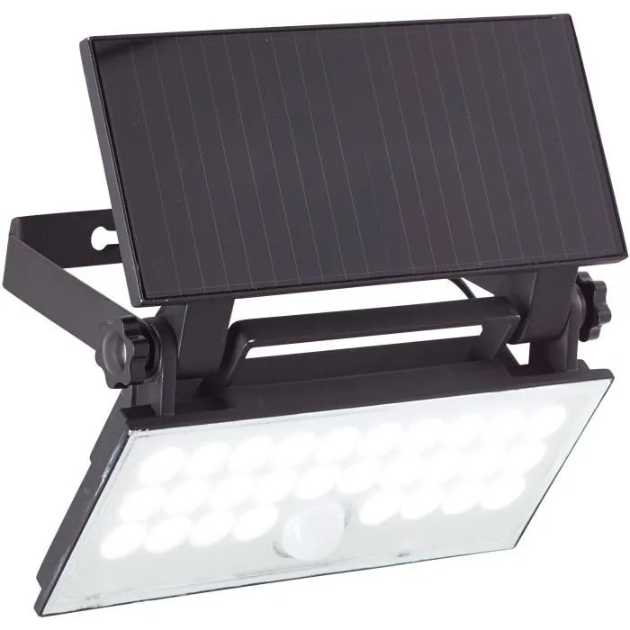 Brilliant Luton - Applique murale extérieure solaire LED avec détecteur de mouvement - 4 W (1000 lumens, 4100K) - Noir - Plastique et métal Brilliant Luton - Applique murale extérieure solaire LED avec détecteur de mouvement - 4 W (1000 lumens, 4100K) - Noir - Plastique et métal