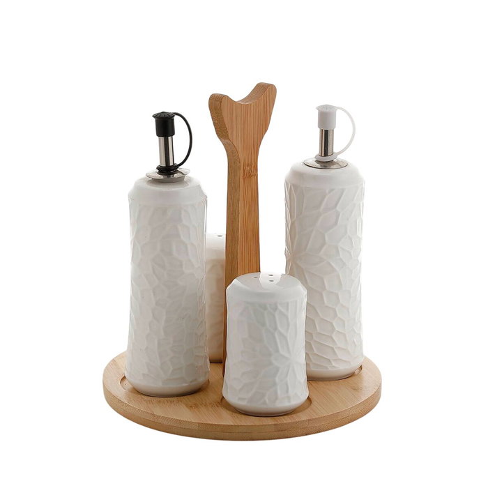 Huilier Home ESPRIT Blanc Bambou Porcelaine Huilier Home ESPRIT Blanc Bambou Porcelaine