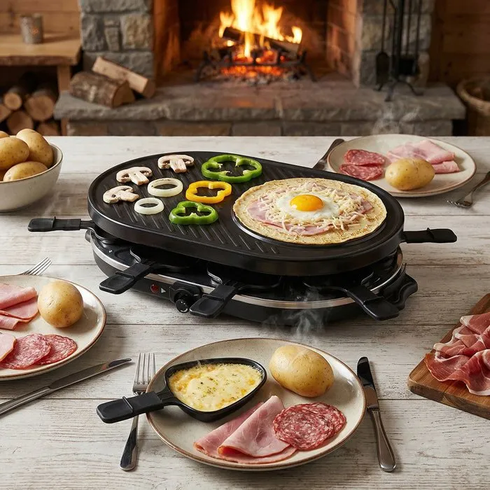 Onli ON1035N - Appareil 3 en 1 raclette, grill et crêpière pour 8 personnes