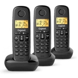 Gigaset Basic 100 Téléphone Fixe Sans Fil avec Blocage d'Appels, 3 Combinés, Écran Rétroéclairé, Mains Libres, Répertoire 50 Contacts