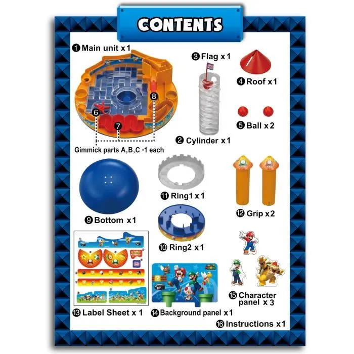 Epoch Games Jeu de société 7378 Super Mario Castle Land - Labyrinthe à billes pour enfants dès 5 ans