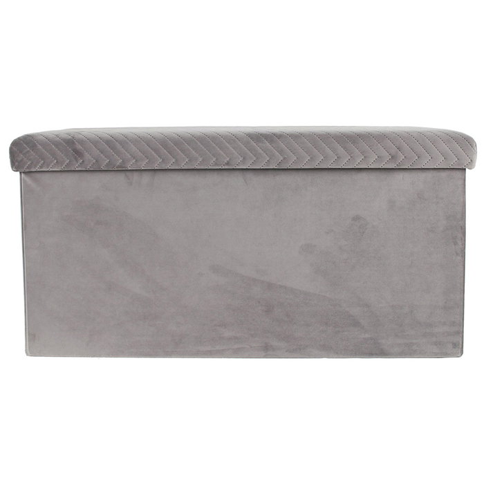 Home Deco Factory Banco-pouf pliable en velours gris avec motif zig-zag
