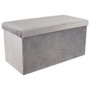Home Deco Factory Banco-pouf pliable en velours gris avec motif zig-zag