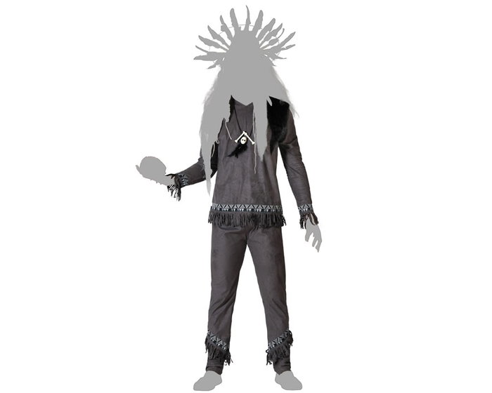 BigBuy Carnival Déguisement Chaman Gris avec Franges et Panache pour Homme Adulte M/L, M-L BigBuy Carnival Déguisement Chaman Gris avec Franges et Panache pour Homme Adulte M/L, M-L