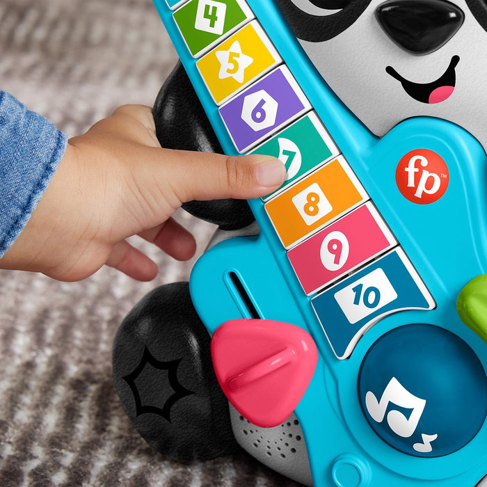 Fisher-Price Band Panda Jouet d'Éveil et d'Apprentissage Interactif avec 70+ Chansons, Microphone Lumineux, Guitare à Boutons et Effets Lumineux pour Bébés et Enfants