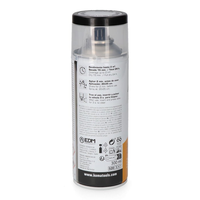 Koma Tools Peinture acrylique en spray RAL 9005 noir finition brillante, 300 ml