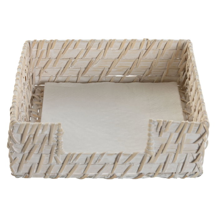 Porte-serviettes Home ESPRIT Blanc Naturel Bambou Rotin 18 x 18 x 6 cm
