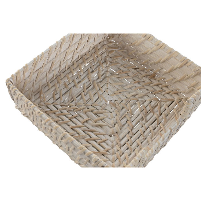 Porte-serviettes Home ESPRIT Blanc Naturel Bambou Rotin 18 x 18 x 6 cm