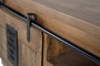 GINER Y COLOMER - Meuble TV en bois d'acacia avec 2 portes coulissantes et 1 tiroir, style industriel, détails métal, finition naturelle