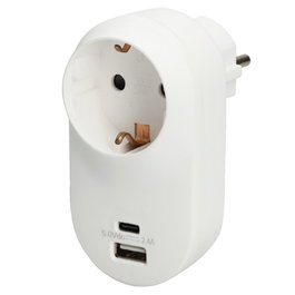 GSC Evolution Adaptateur multiprise avec base USB C et A, Blanc