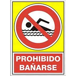 DUVER Panneau de sécurité PROHIBIDO BAÑARSE en aluminium 420x297 mm