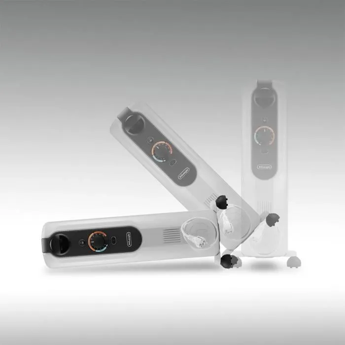 Delonghi - Radiateur bain d'huile 1500 W, chauffage pour pièce jusqu'à 45 m2, mobile avec fonction anti-gel, gris - Confort thermique optimal